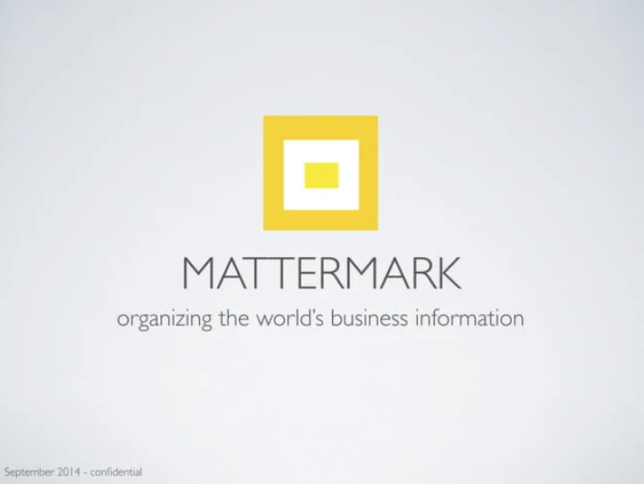 Mattermark Pitch Deck slides