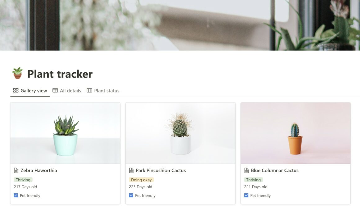 Notion Plant Trackers