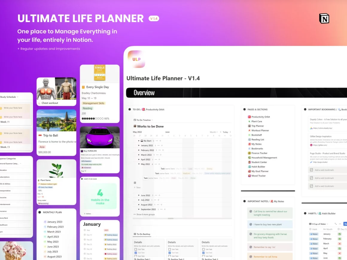 The Ultimate Life Planner notion template for personal use