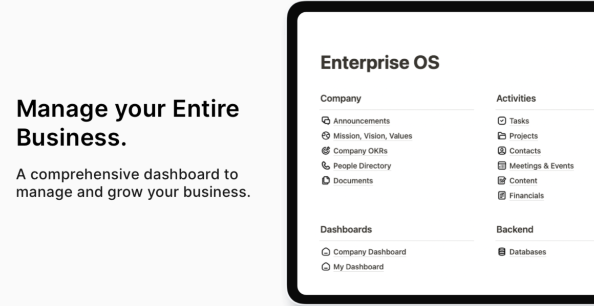 Enterprise OS - Startup Notion template