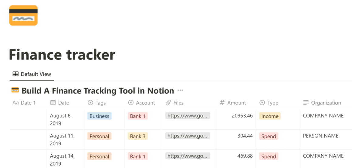 Notion Finance Tracker