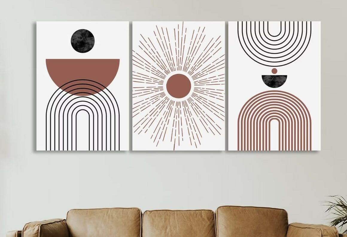 Boho Set of 3 Minimalist Canvas Art