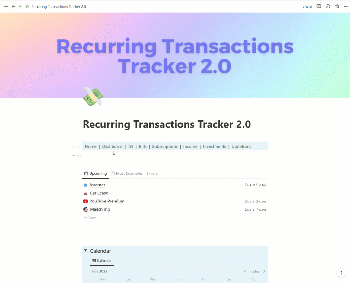 Notion Finance Tracker