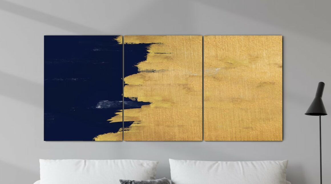 Gold and Navy wall art canvas