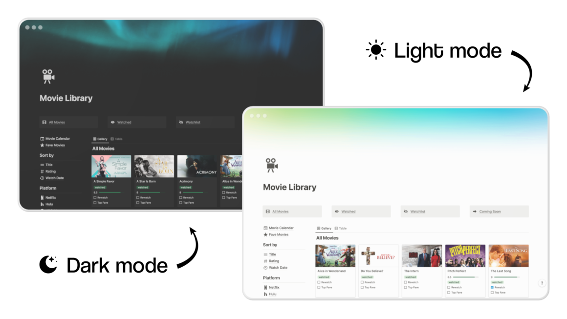 Notion Templates Movie and TV Series Library 