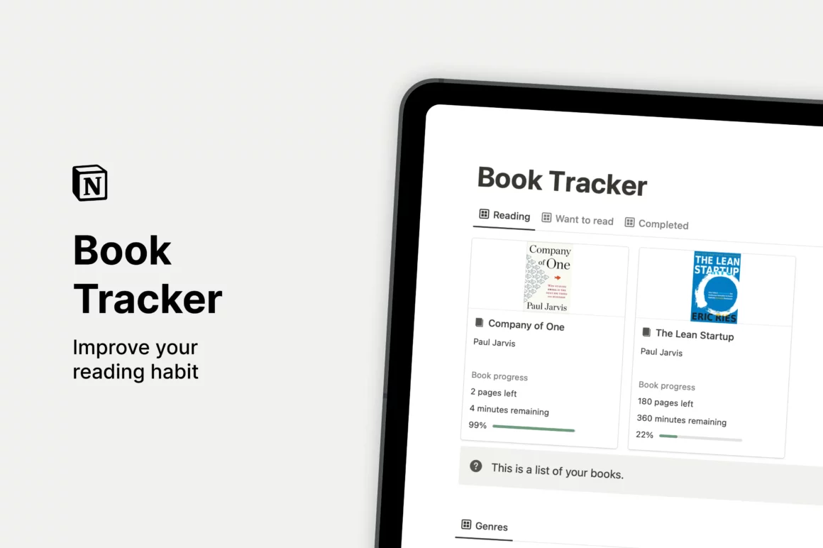 De Notion Templates Book Tracker