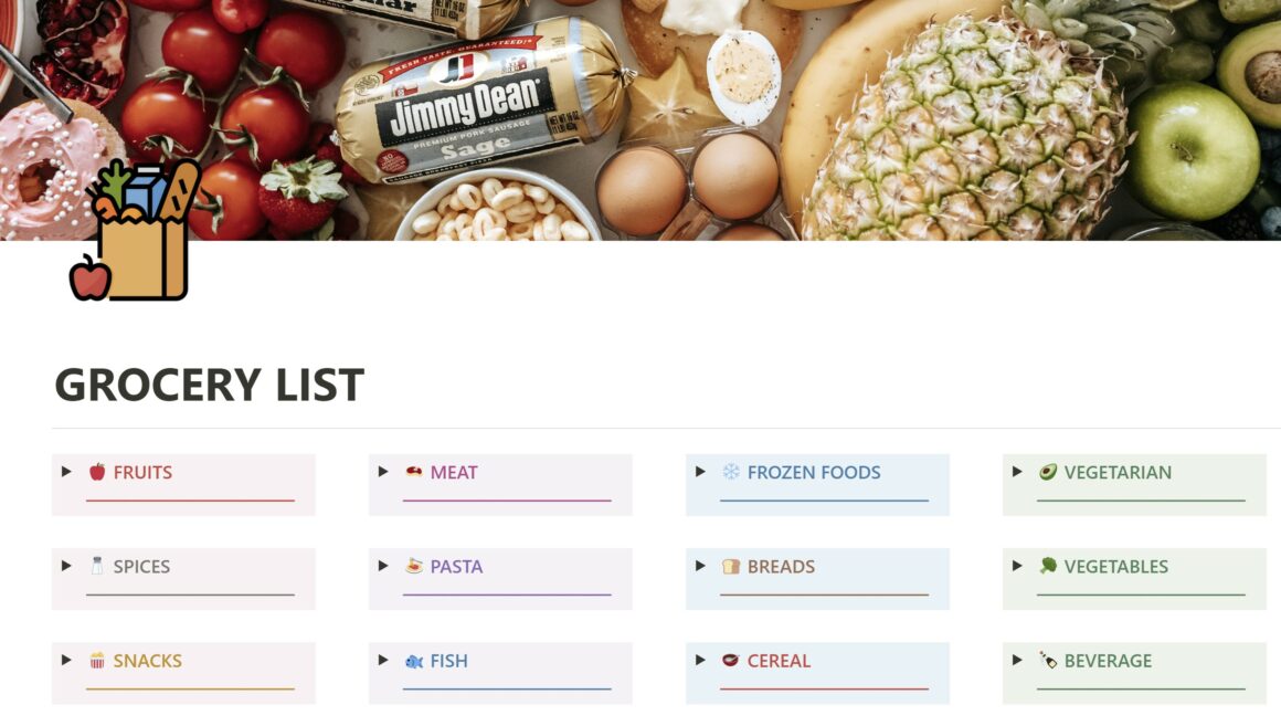 Notion Shopping List Templates