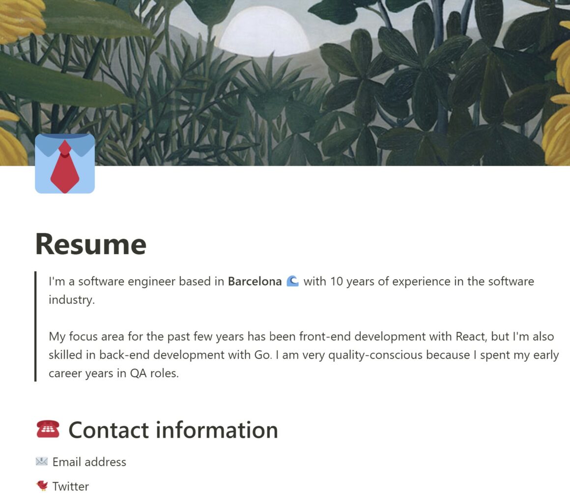 Free Resume Templates for Notion