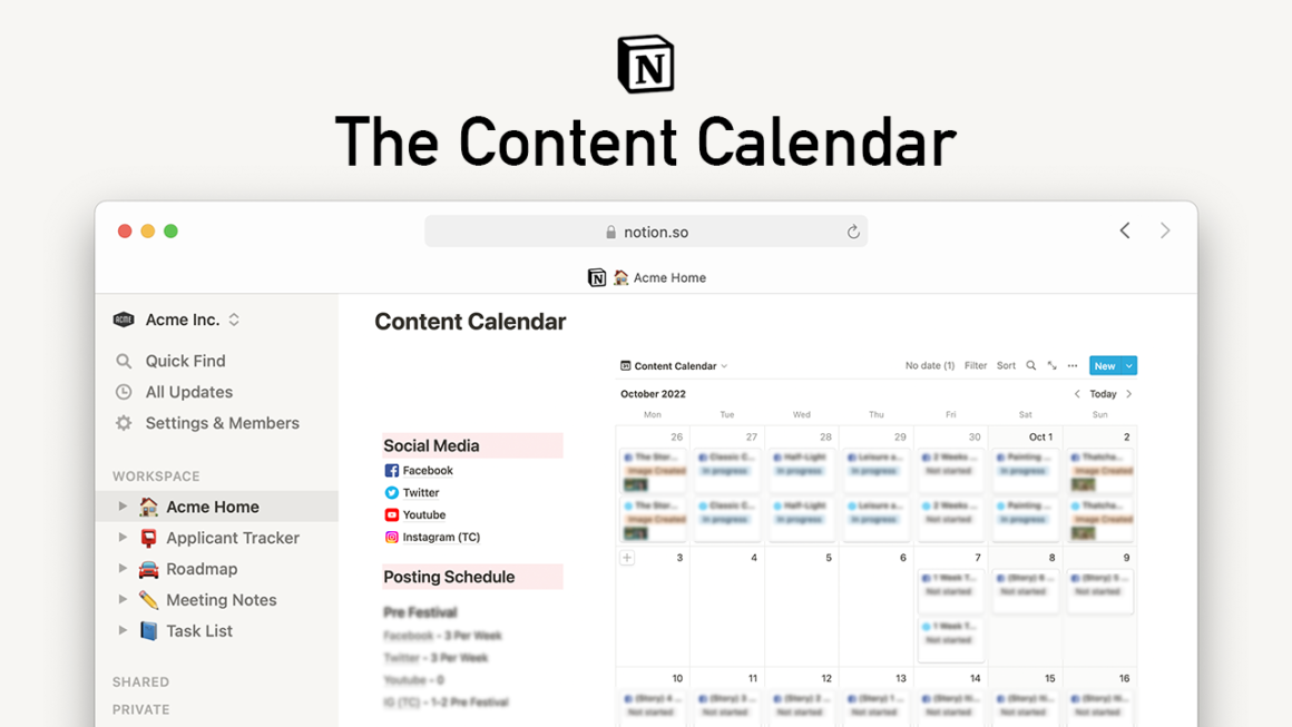 Social Media Content Planner Notion Template