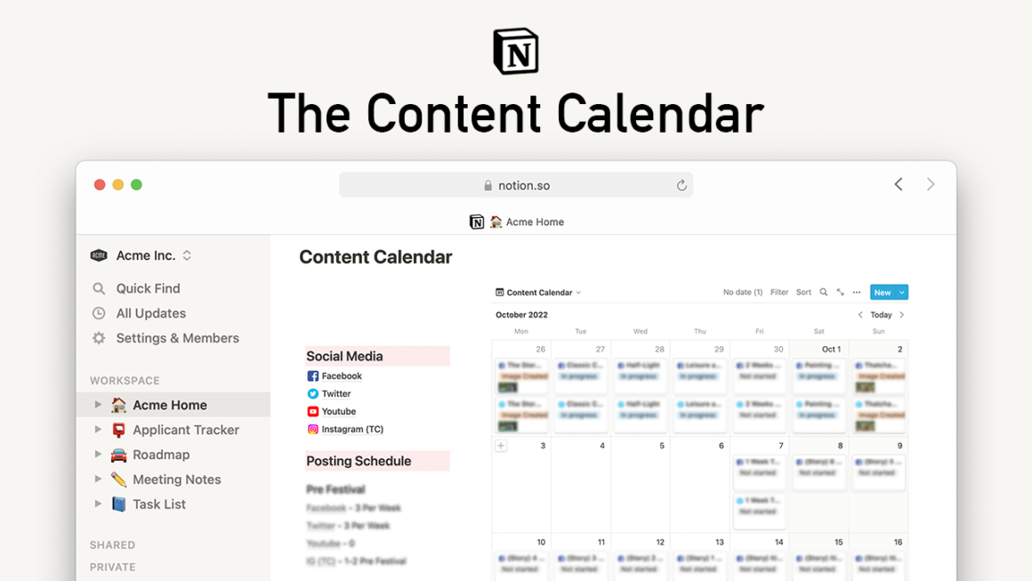 De Notion Templates for social media planners