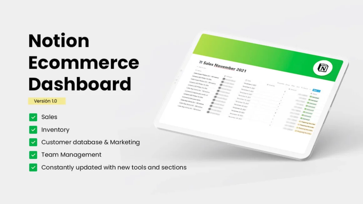 Notion E-commerce Dashboard