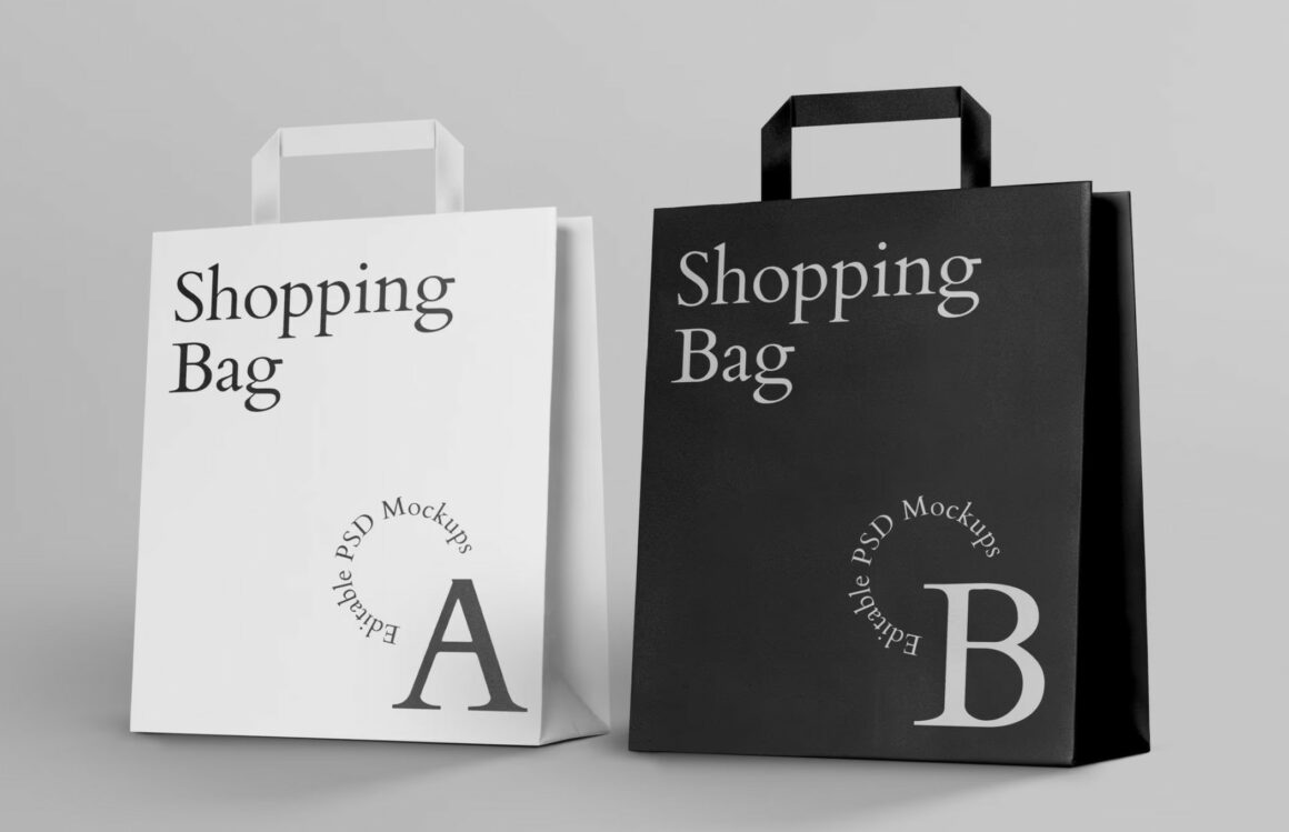 Paper shopping bag mockup design