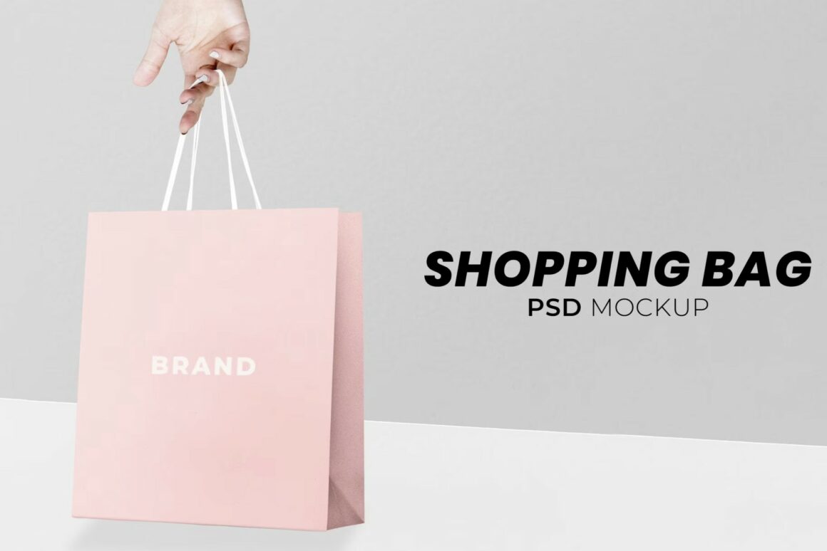 Paper shopping bag mockup design