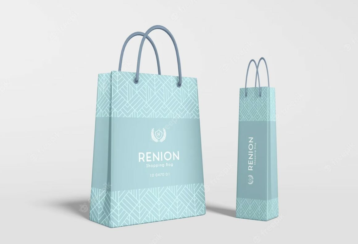 Paper shopping bag mockup design