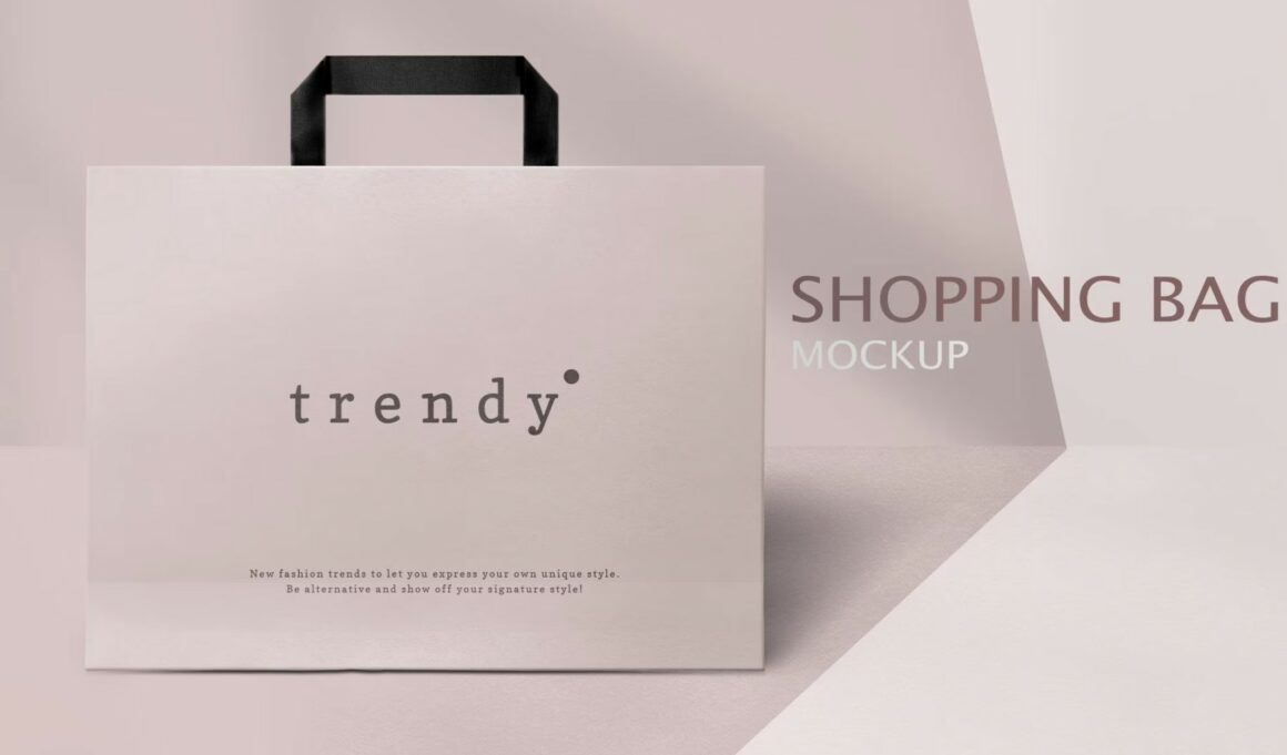 Paper shopping bag mockup design