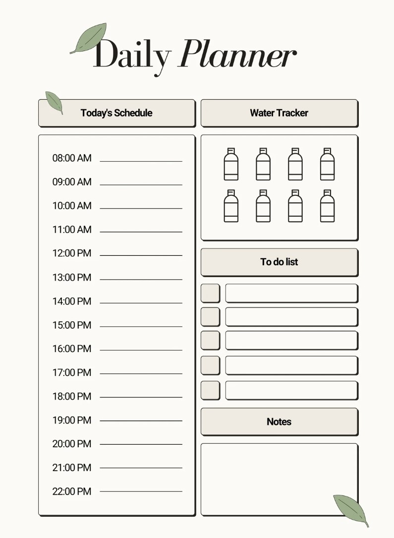 simple minimal daily planner