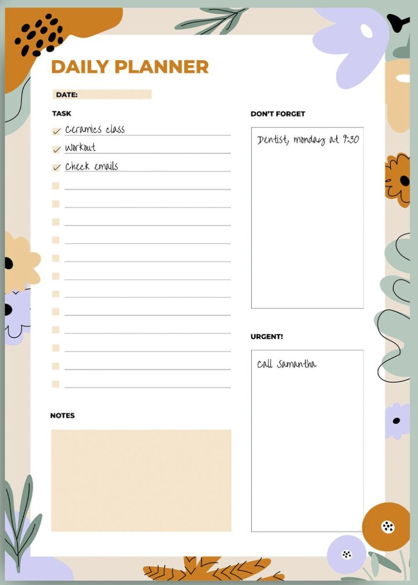 Floral doodle spring planner