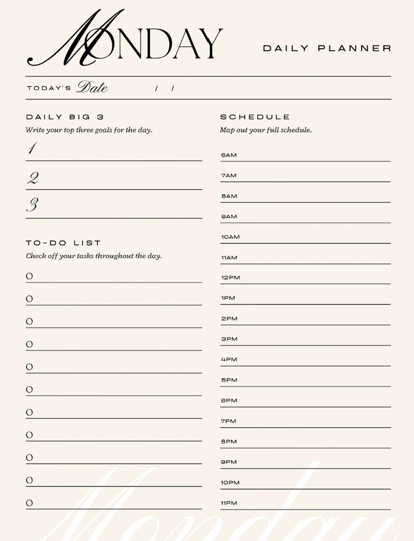 Printable Daily Planner 