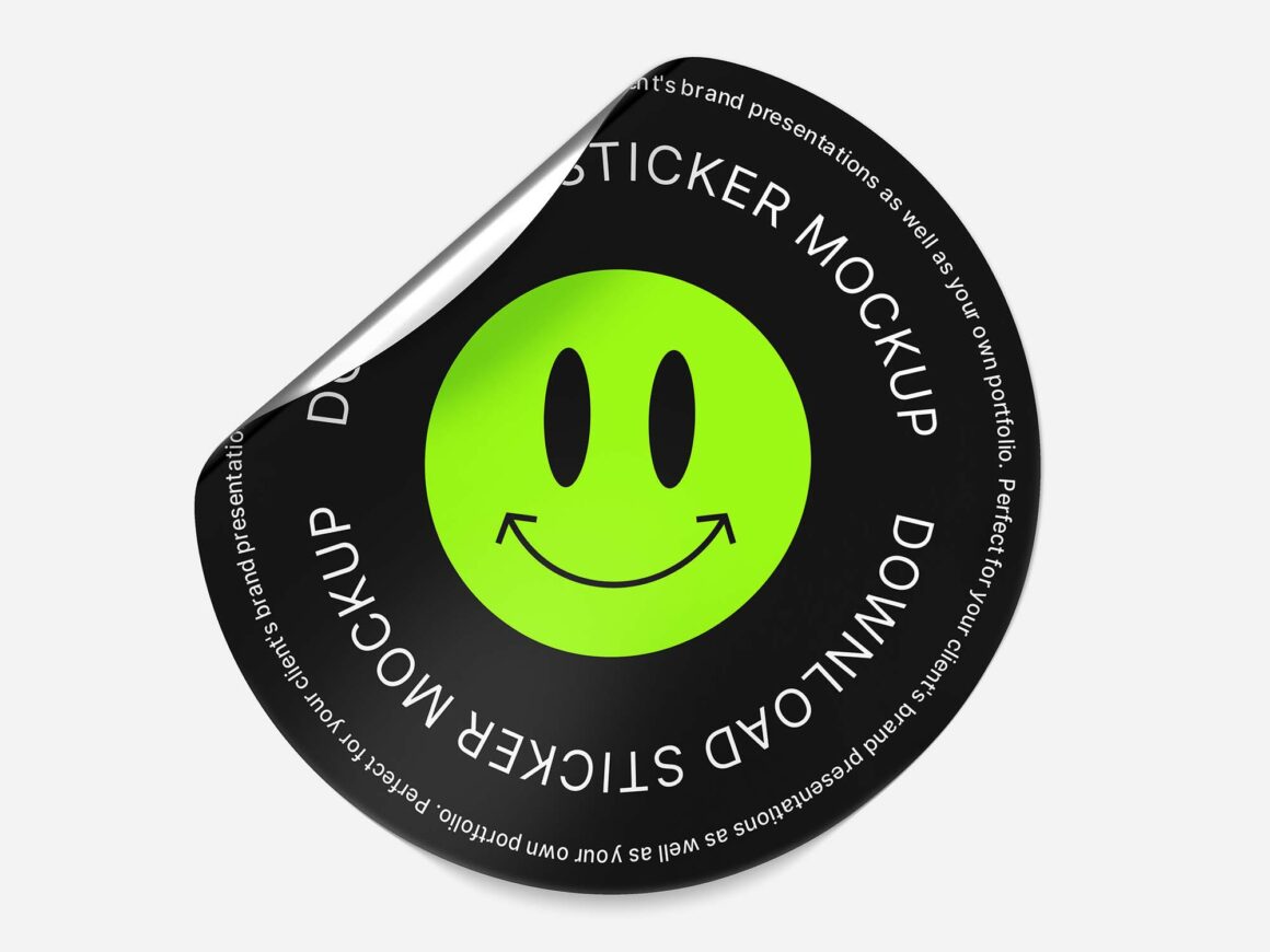 Free Peeling Sticker Mockup 