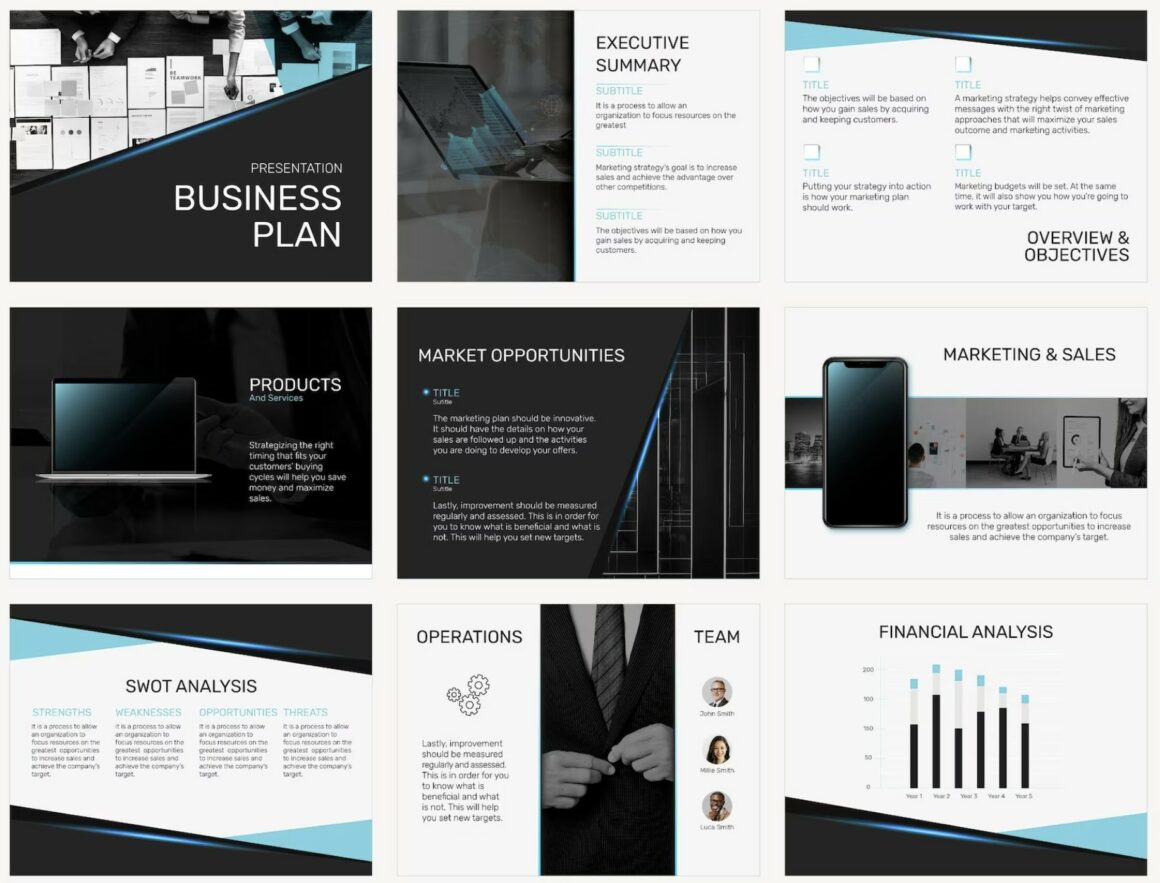  business presentation template psd in modern design set