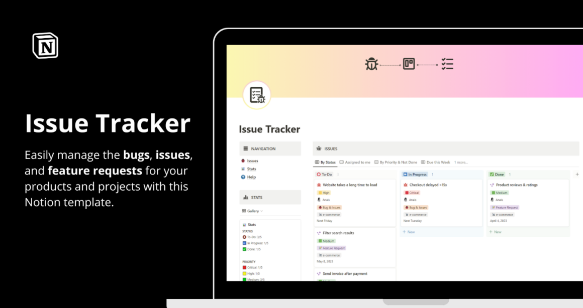 Issue Tracker Notion Template by Anais
