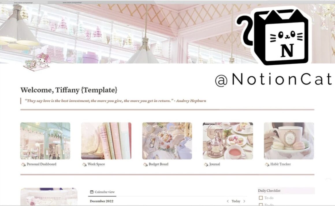 Aesthetic Pink Notion Template