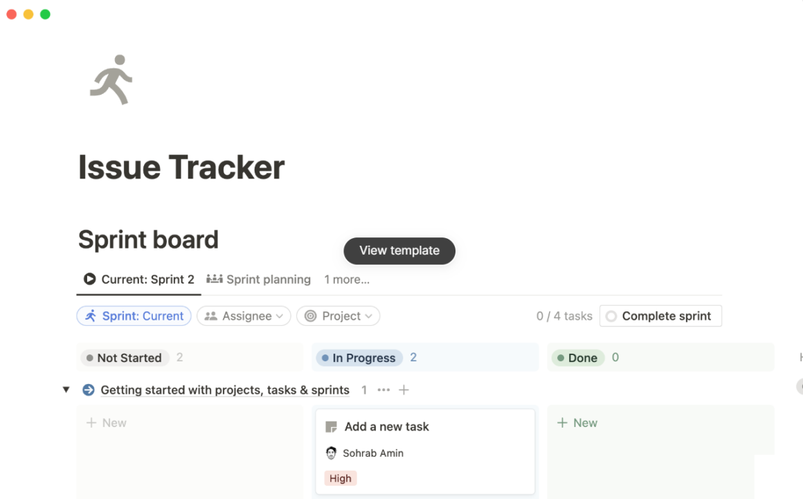 Issue tracker Template for Notion