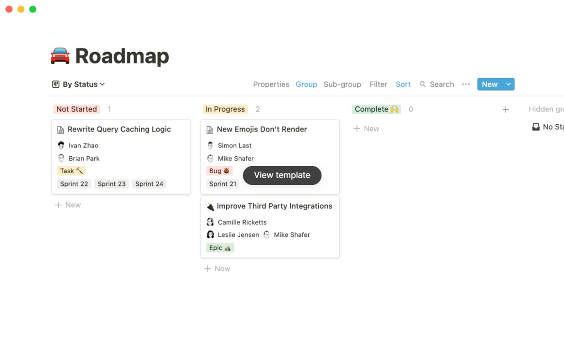 Business Roadmap Template for Notion
