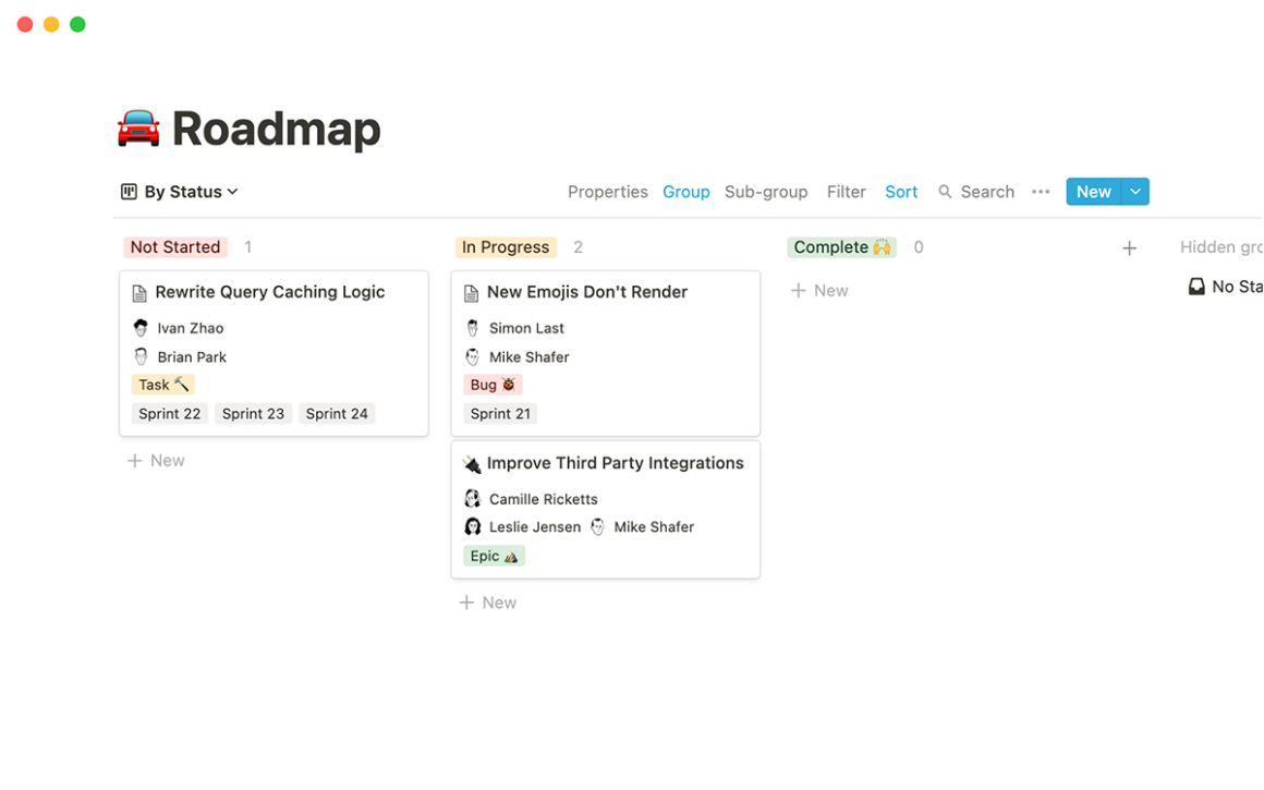 notion Roadmap template