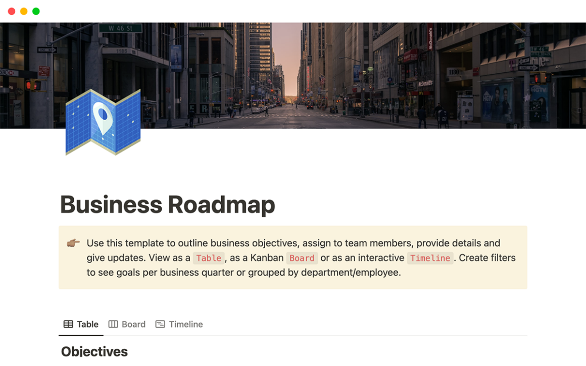 Business Roadmap Template