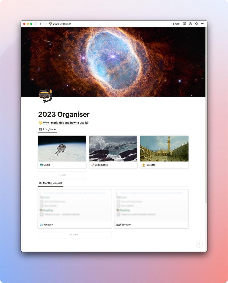 Daily Organiser 2023 | Journaling Template for notion app