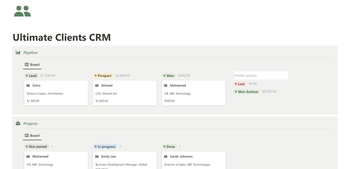 Notion sales templates