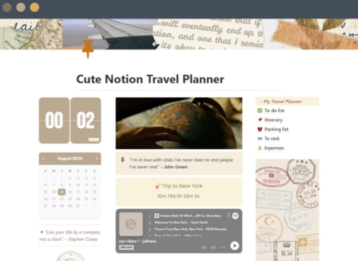 Notion Travel Planner