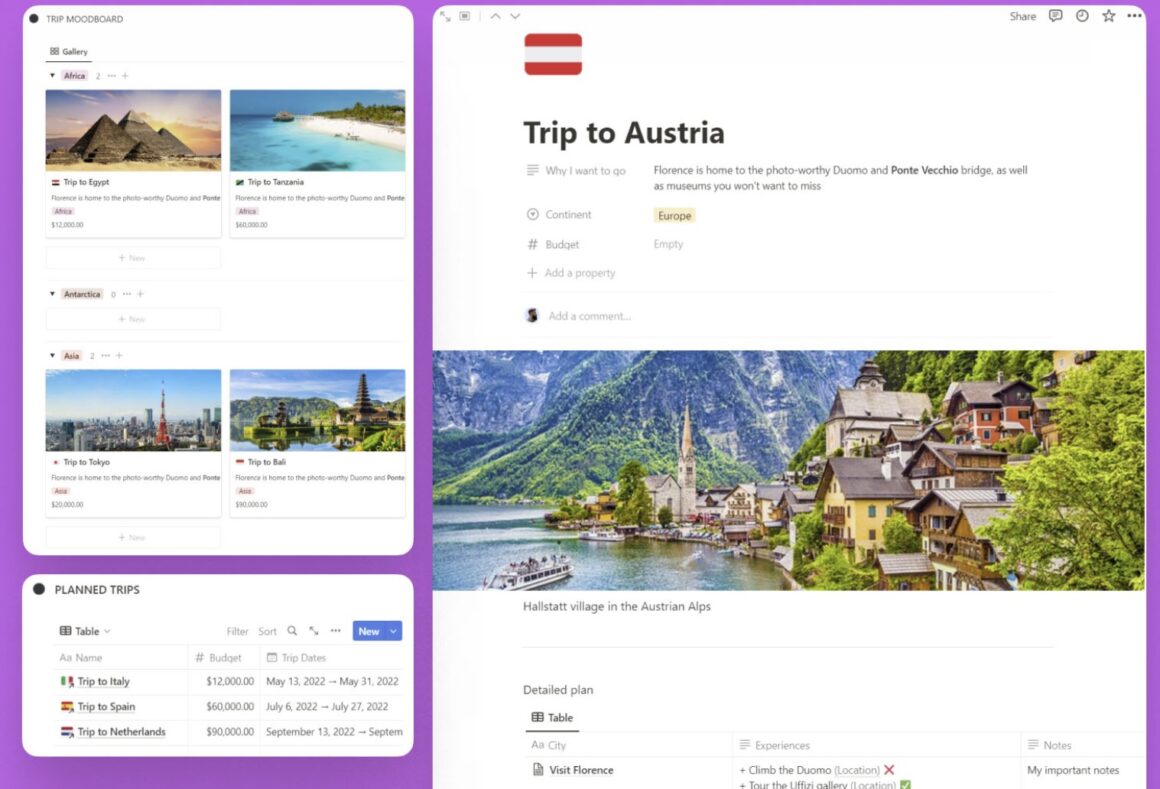 Notion Travel Planner