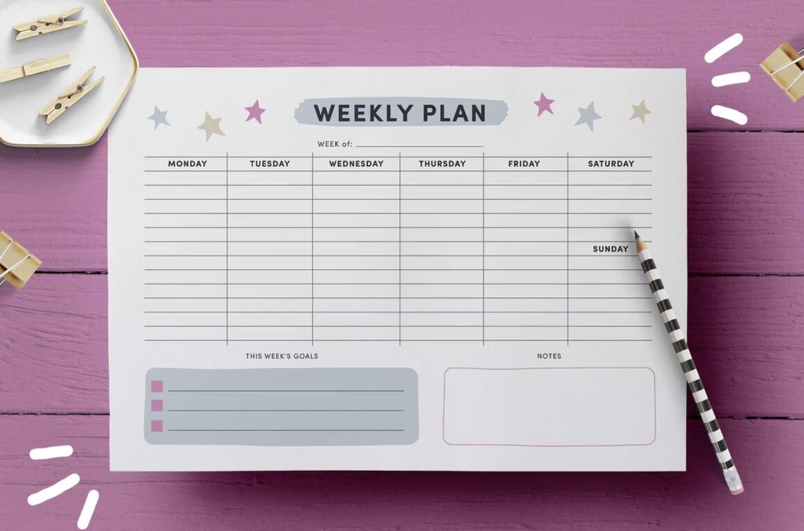 Free Weekly planner template