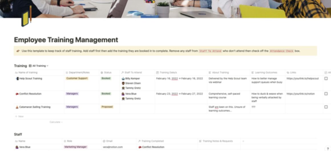 Notion Employee Training Management Template