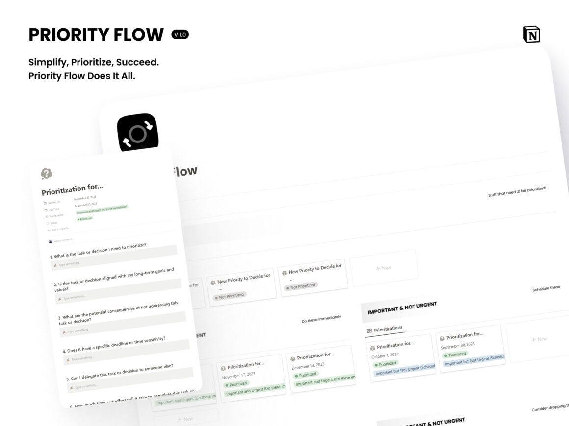 Priority Flow - Master Prioritization Free for Notion