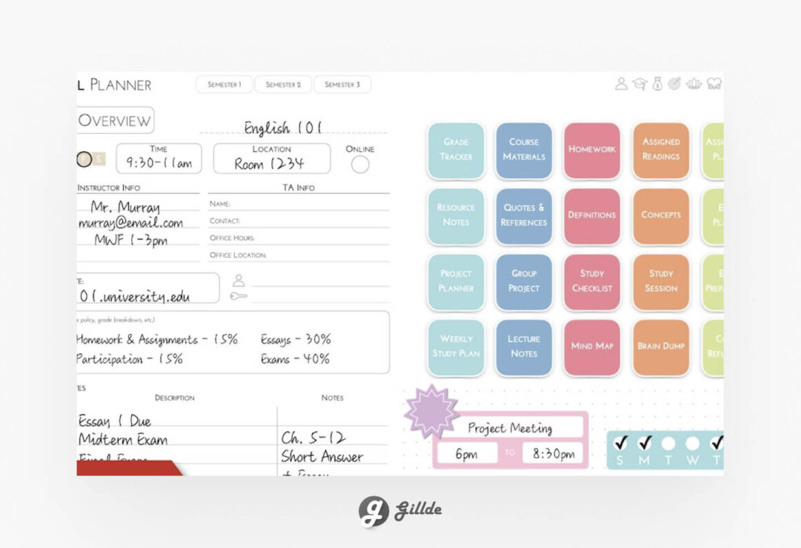 GoodNotes Student Template