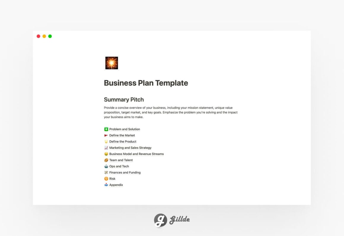 Notion Business Plan Template
