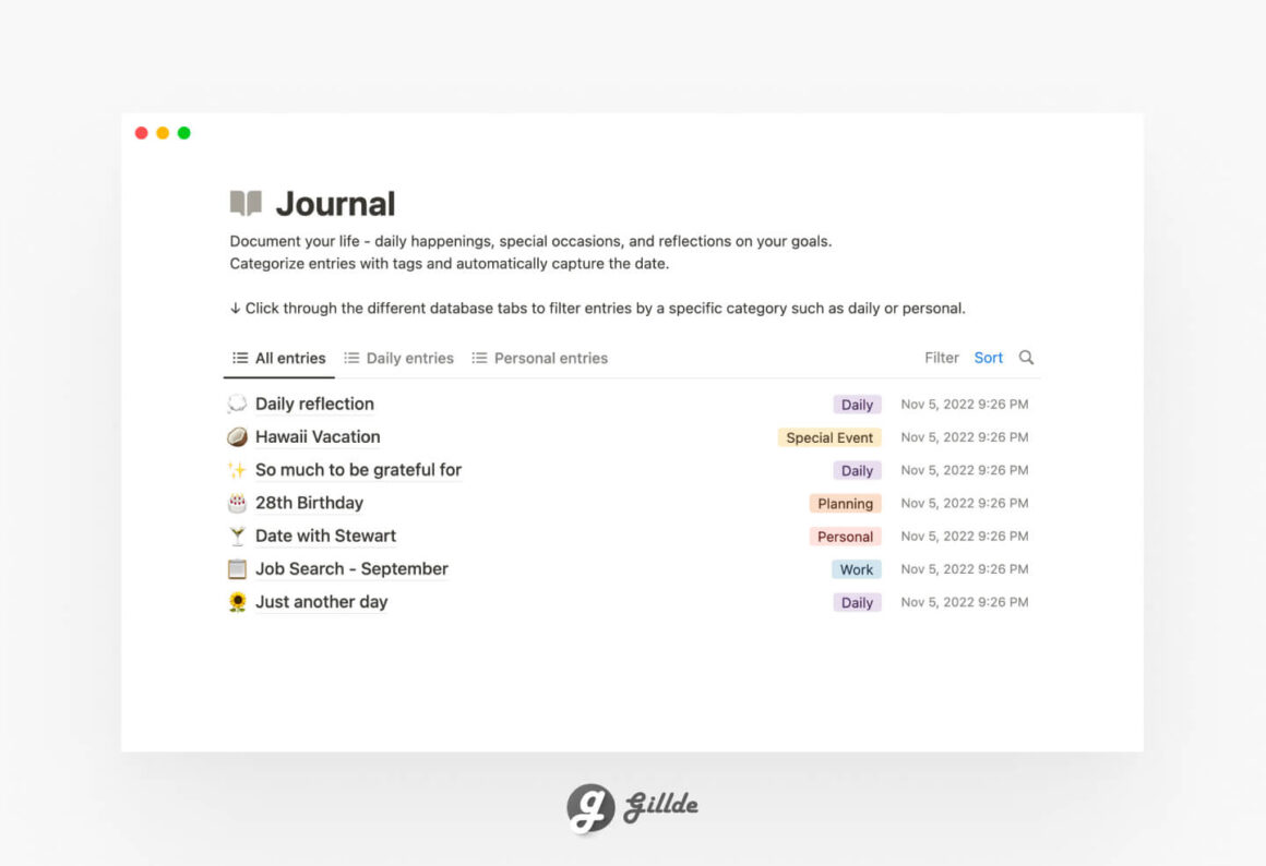 Notion Journal / Journaling (FREE)