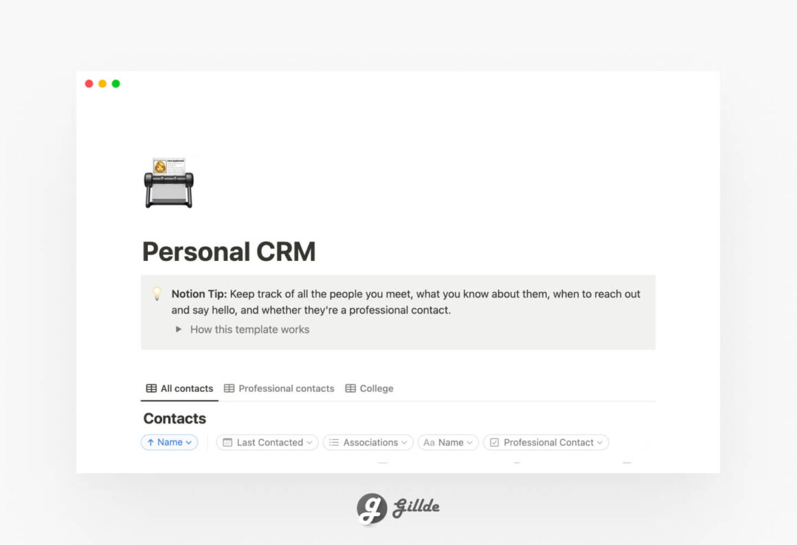Notion Personal CRM (FREE)