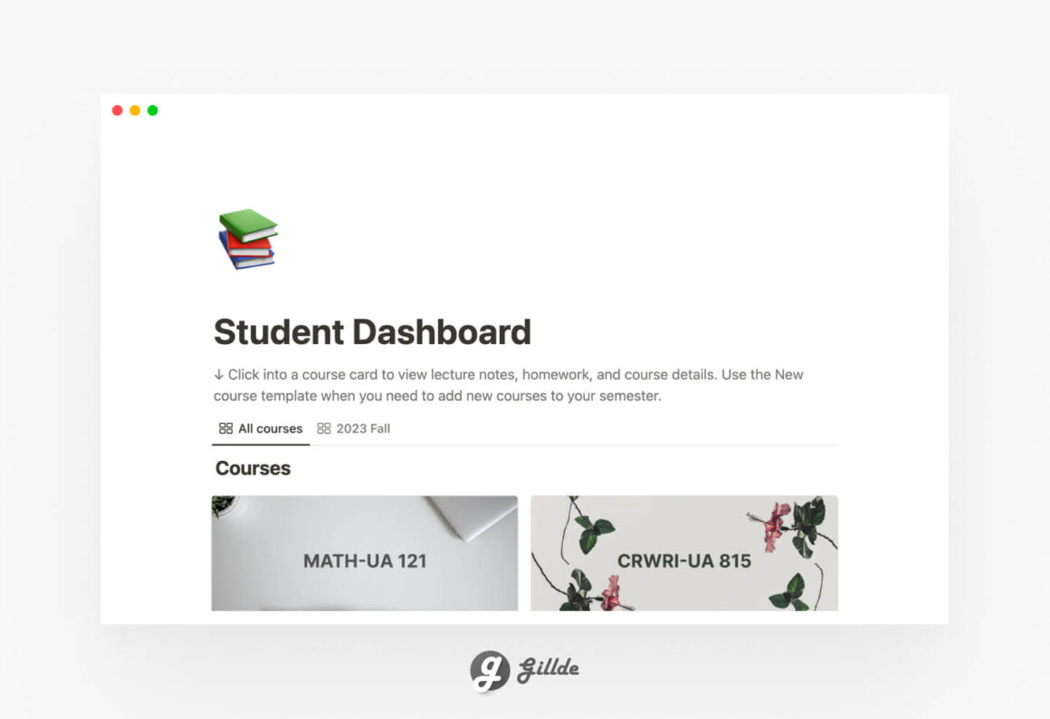Notion Student Dashboard (FREE)