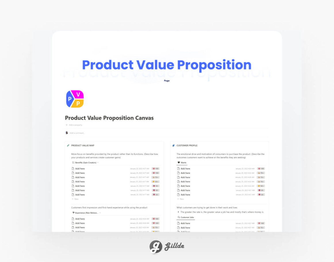 Notion Product Value Proposition Canvas (FREE)