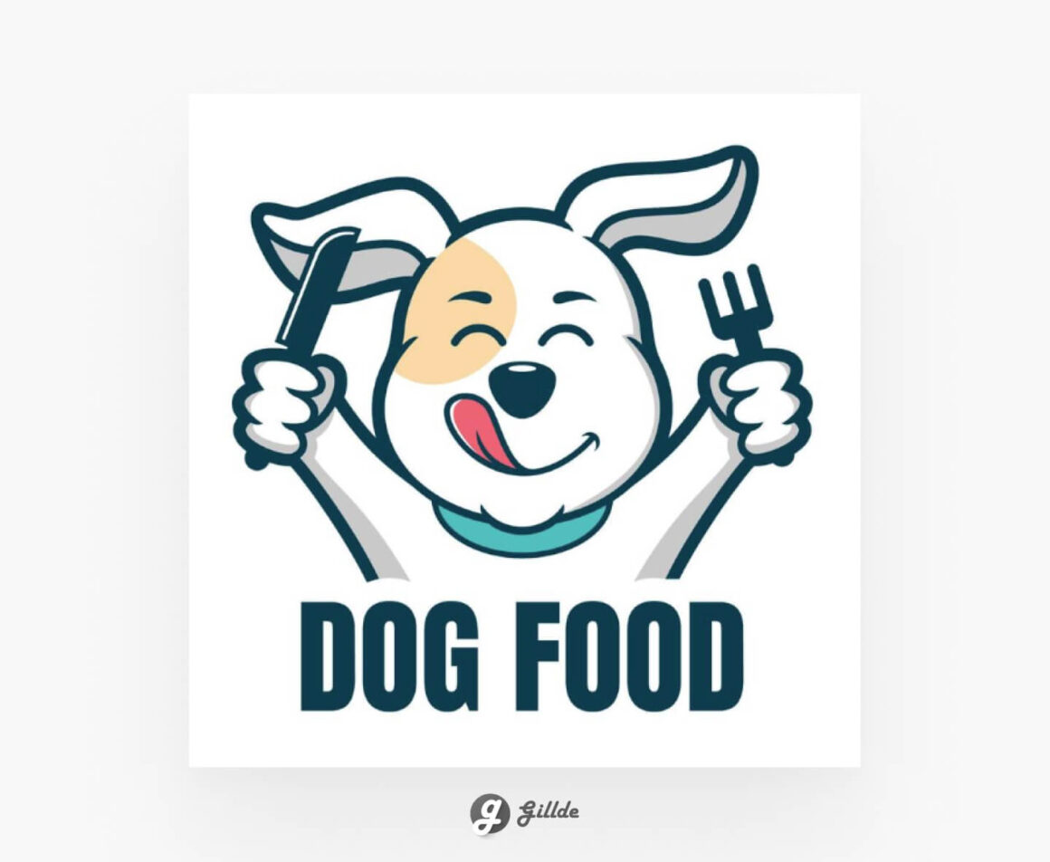 Pet food logo with dog icon suitable for pet shop