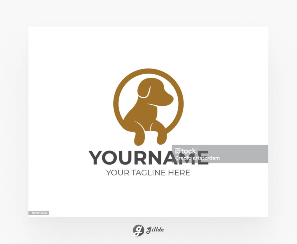 Dog with paws in circle logo design