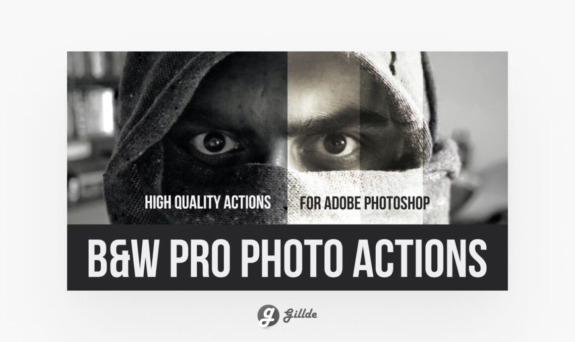 Black and white professional actions for Photoshop
