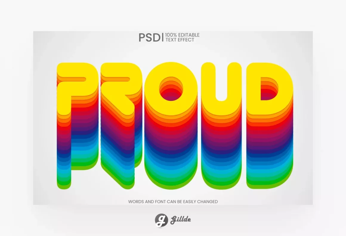 Free Rainbow colored layered text effect