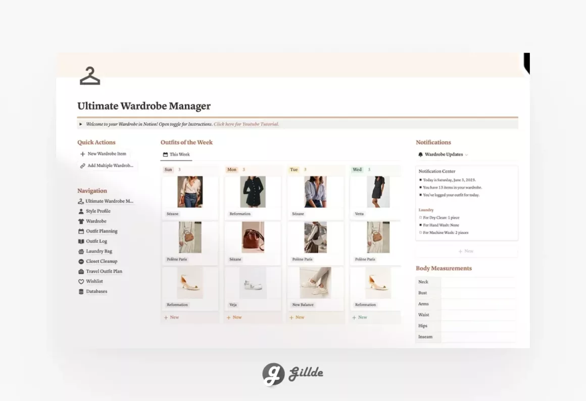 Notion Wardrobe Manager Template