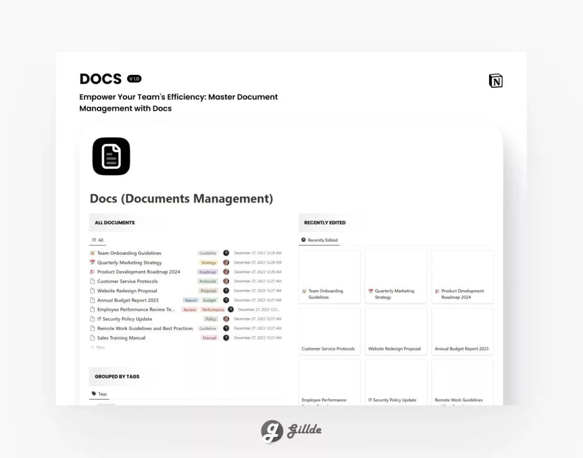 Free Notion Docs Template (Documents Management)
