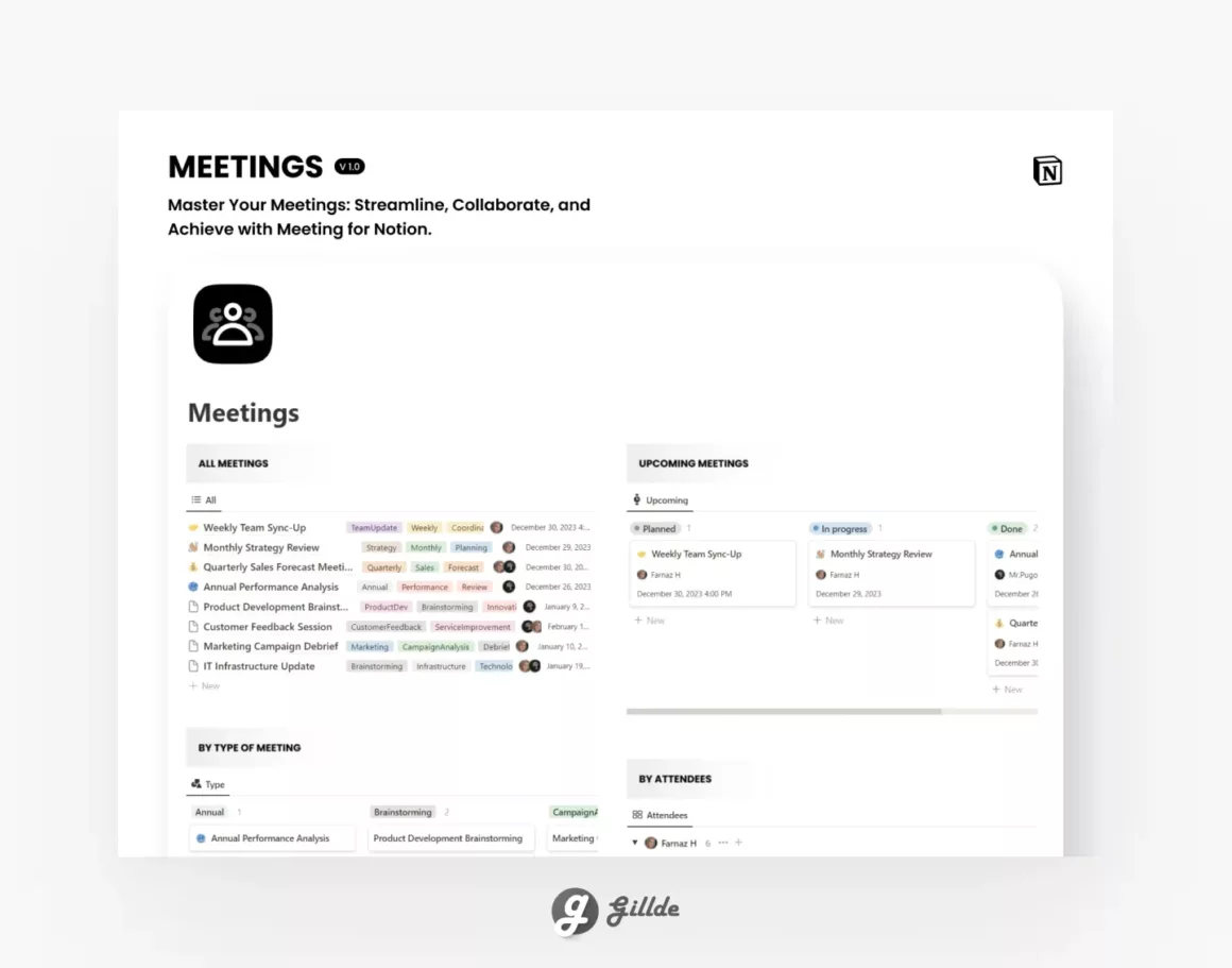Free Notion Meetings Template (Meeting Management)